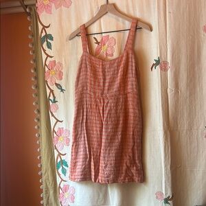 Free people gingham dress orange and pink